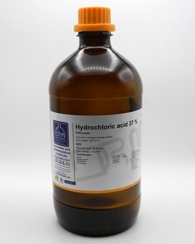 اسید کلریدریک 37% (Extra pure) 2.5 لیتری شیشه ای