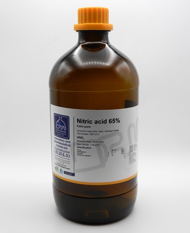 اسید نیتریک 65%(Extra pure) 1 لیتری شیشه ای