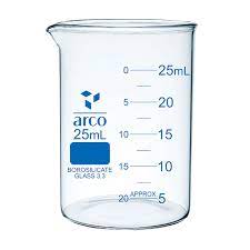 بشر شیشه ای کوتاه با لبه ریزش ARCO 25 میلی لیتری