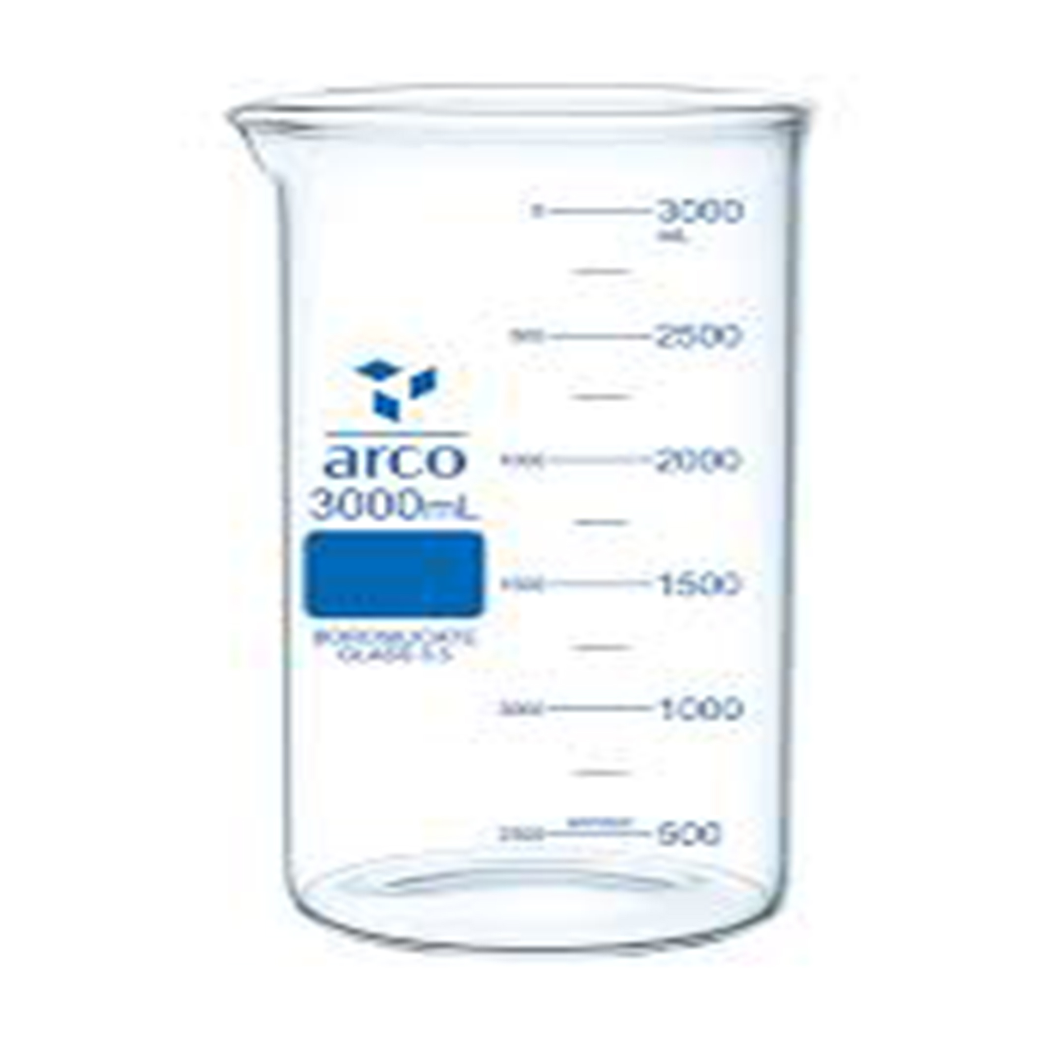 بشر شیشه ای کوتاه با لبه ریزش ARCO 3000 میلی لیتری