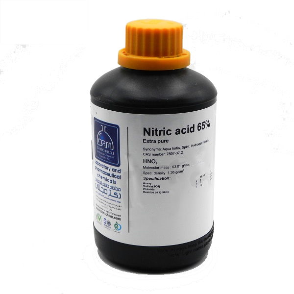 اسید نیتریک 65%(Extra pure) 1 لیتری پلی اتیلن دکتر مجللی